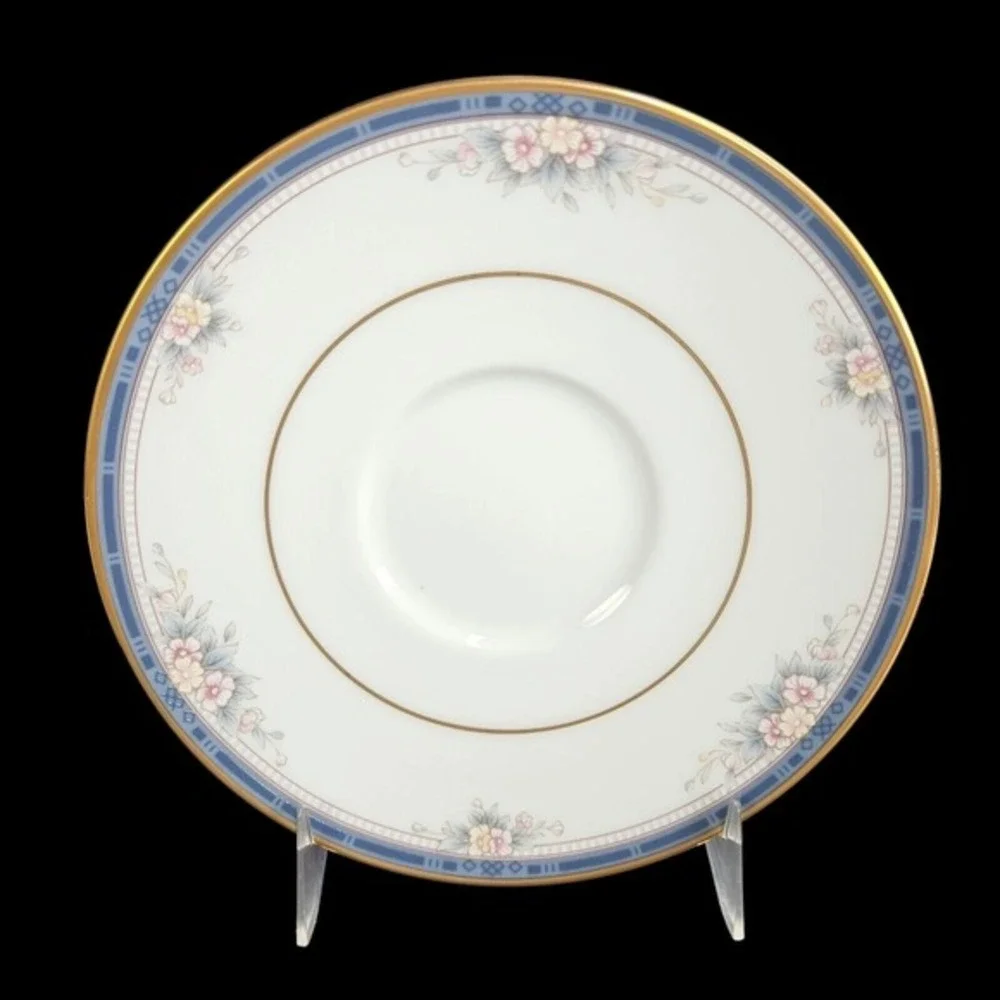 Noritake Ontario Saucers Set of 6 Blue Band Pink‎ Flowers 3763 Replacement